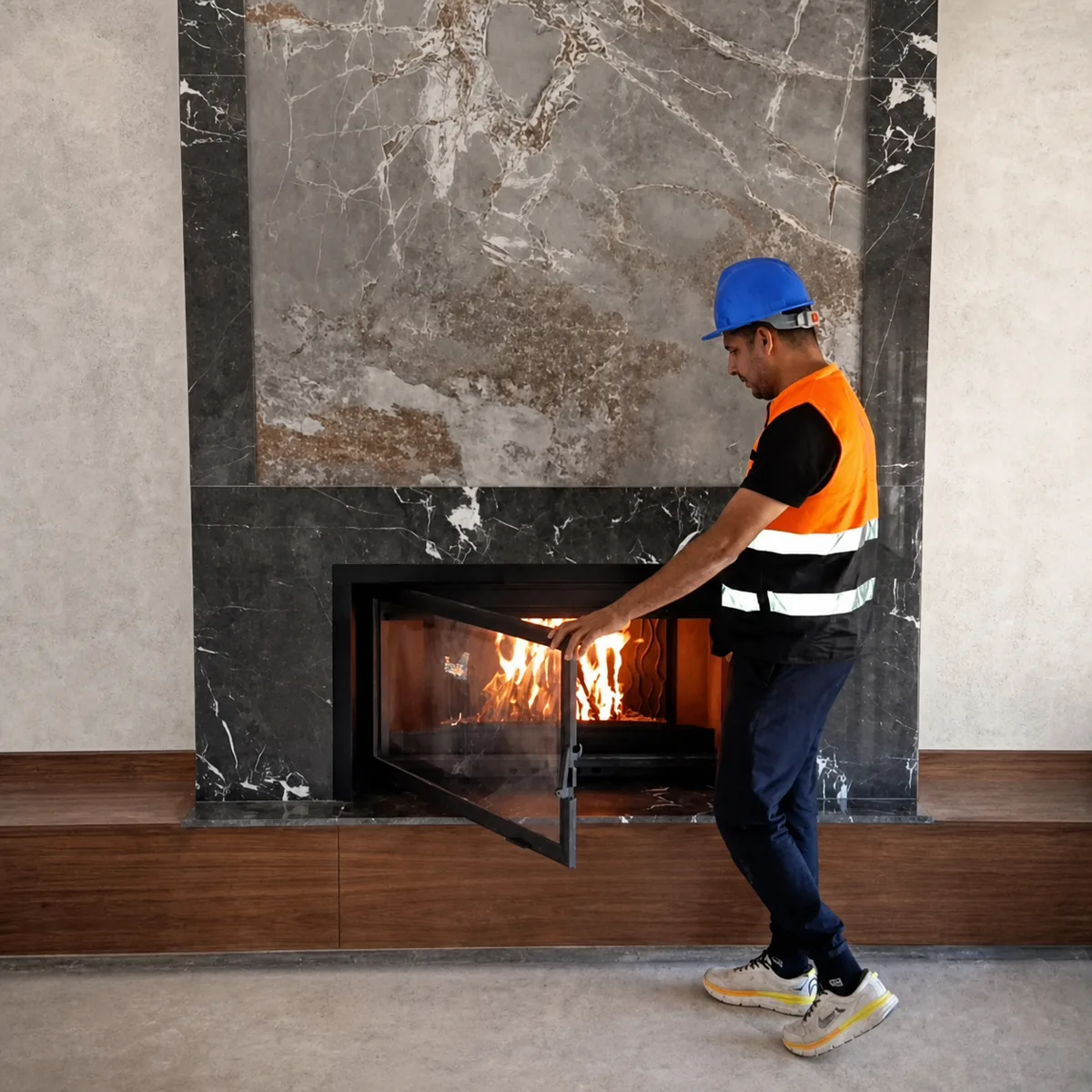 Mur de feu en marbre
